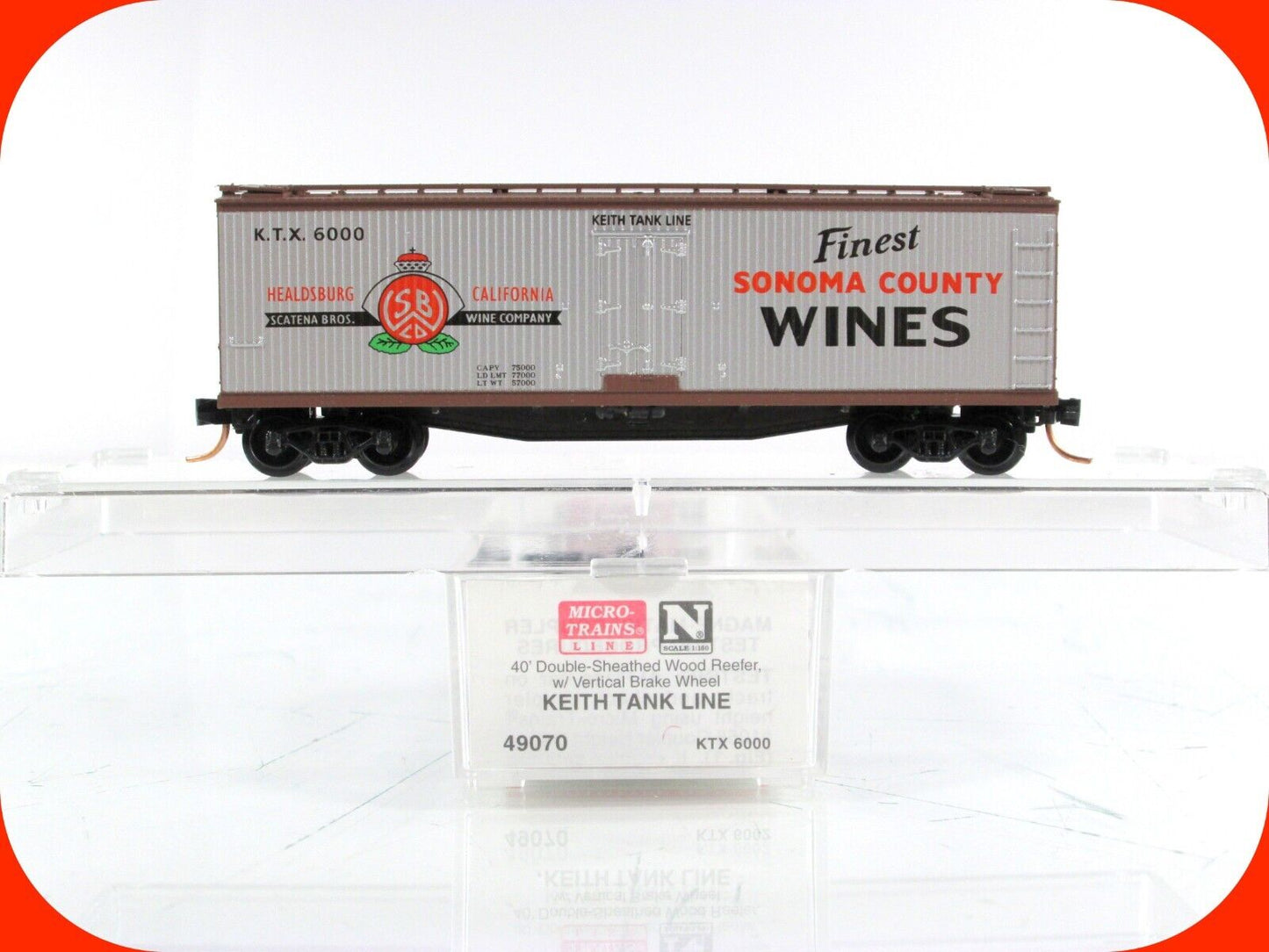 N Scale ***KEITH TANK LINE WINES*** 40' Ice Reefer KTX 6000 - Micro Trains 49070