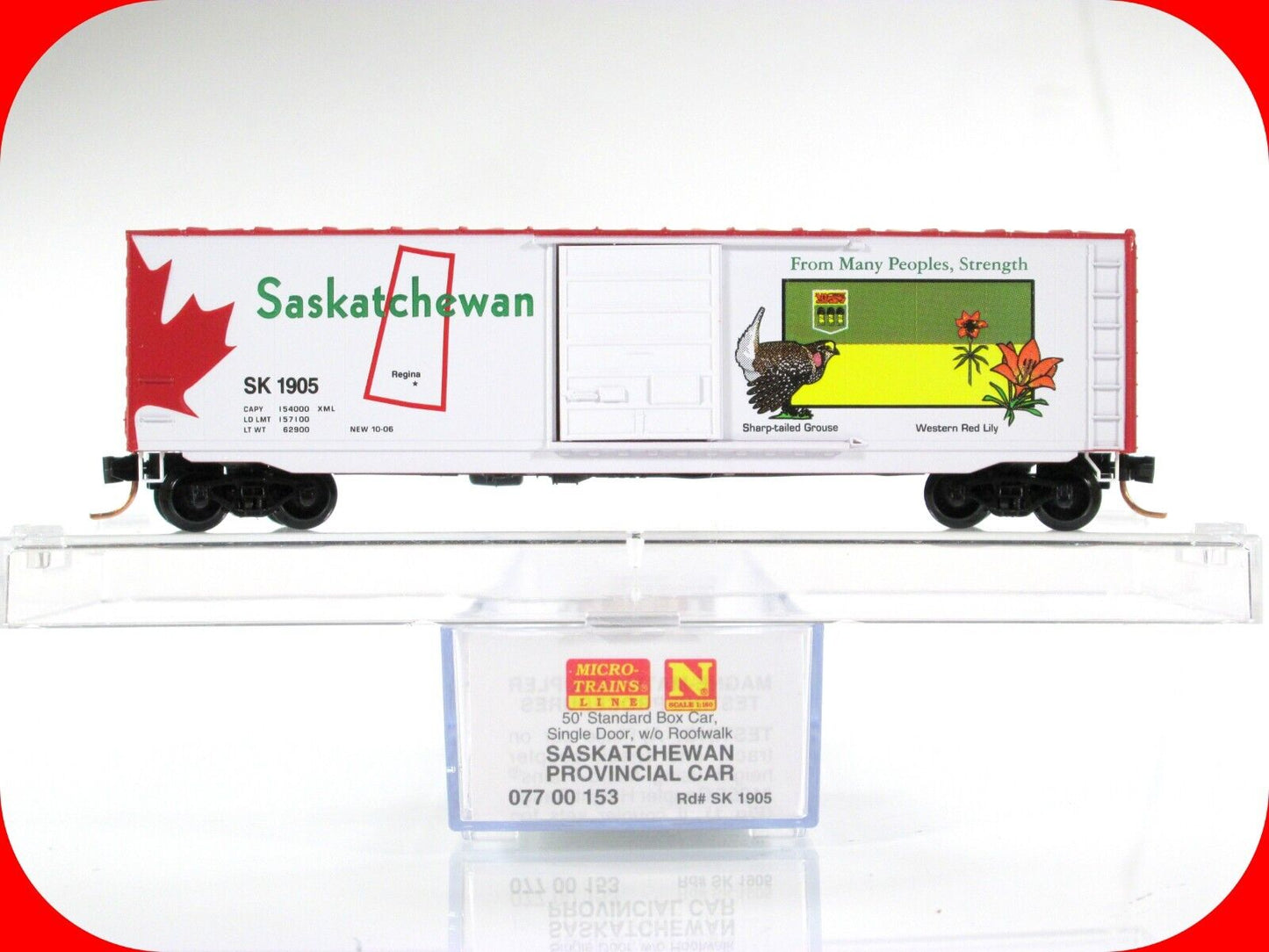 N Scale SASKATCHEWAN Canadian Provincial Box Car, SK 1907 -Micro Trains 07700153