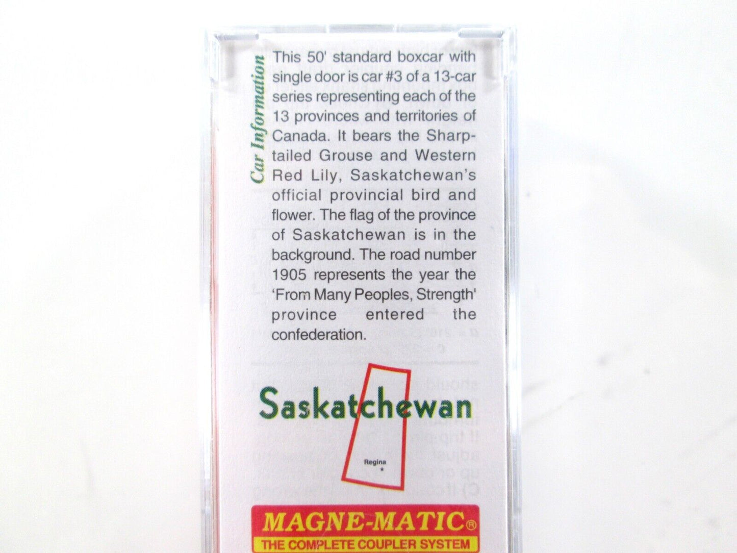 N Scale SASKATCHEWAN Canadian Provincial Box Car, SK 1907 -Micro Trains 07700153