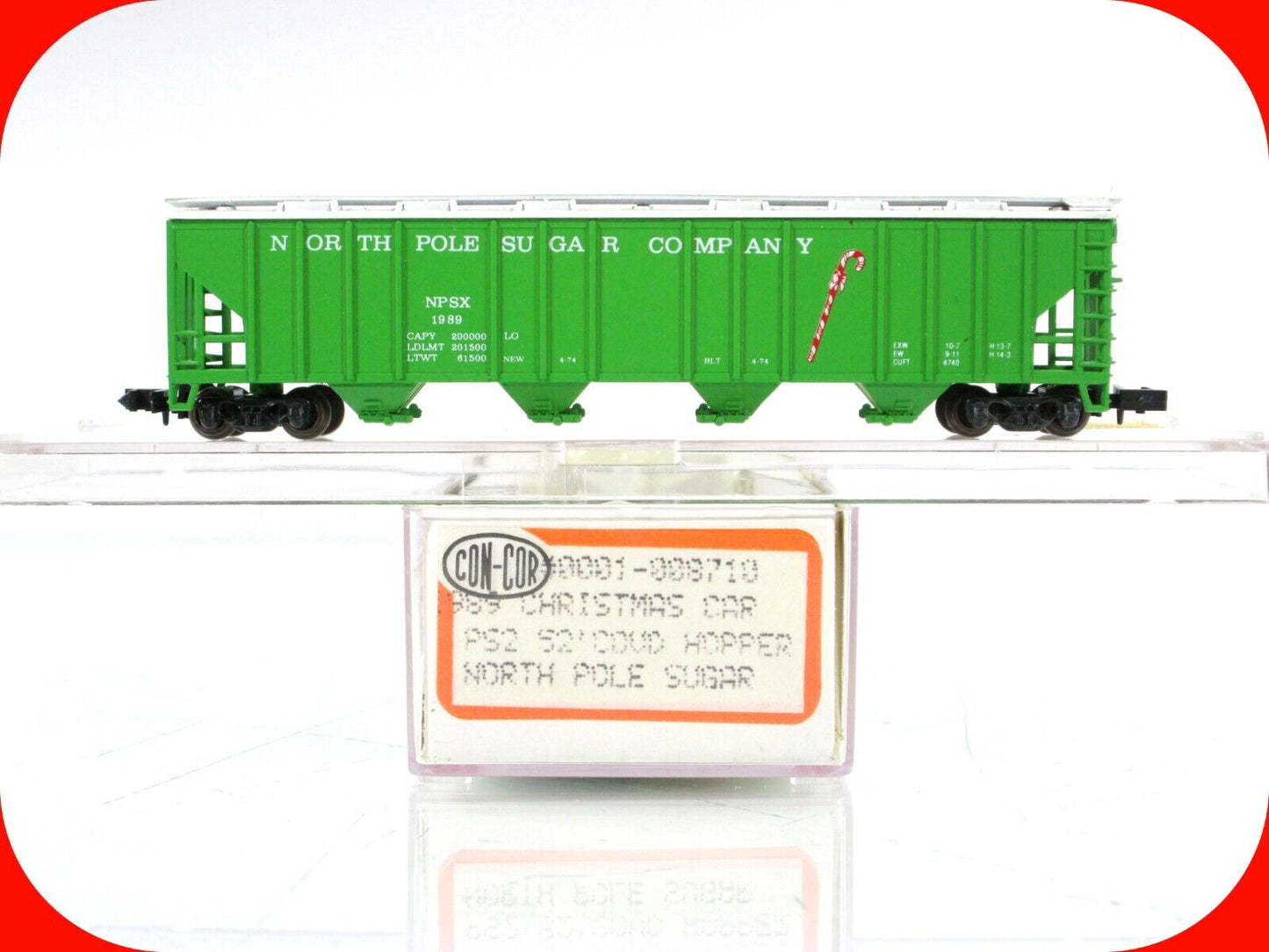 N Scale ***NORTH POLE SUGAR*** Covered Christmas Hopper 1989 --- Con-Cor 008710
