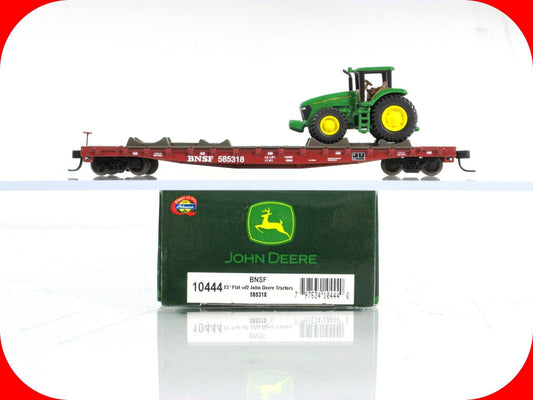 N Scale ***JOHN DEERE*** Tractor on Flat Car, **BNSF** #585318 --- Athearn 10444