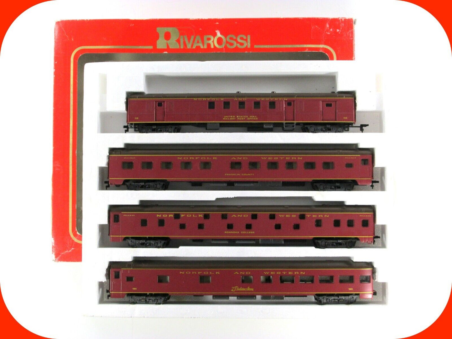 HO Scale ***NORFOLK & WESTERN*** 1930s Lightweight Passenger Set -Rivarossi 6943