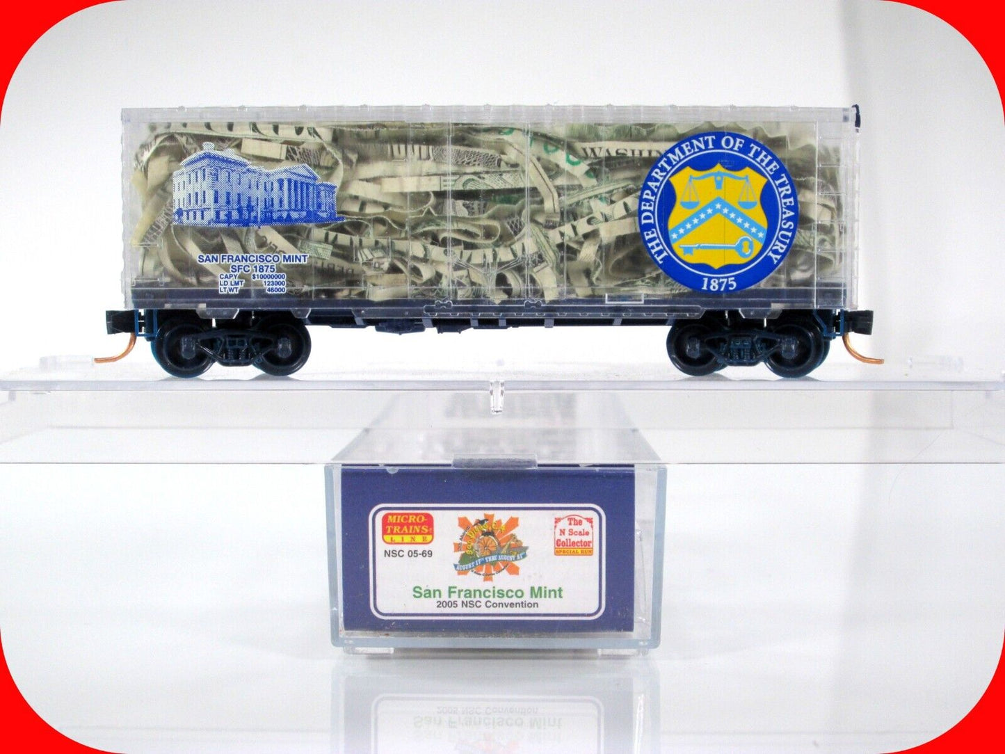 N Scale San Francisco Mint Transparent Box Car -- Micro Trains / NSC Special Run