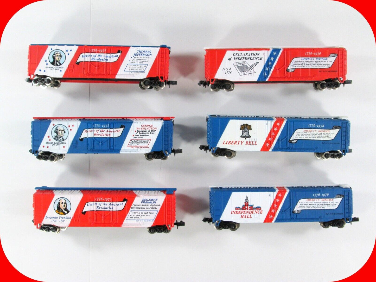 N Scale **BICENTENNIAL 1776-1976** American Independence Box Car Set -- Bachmann