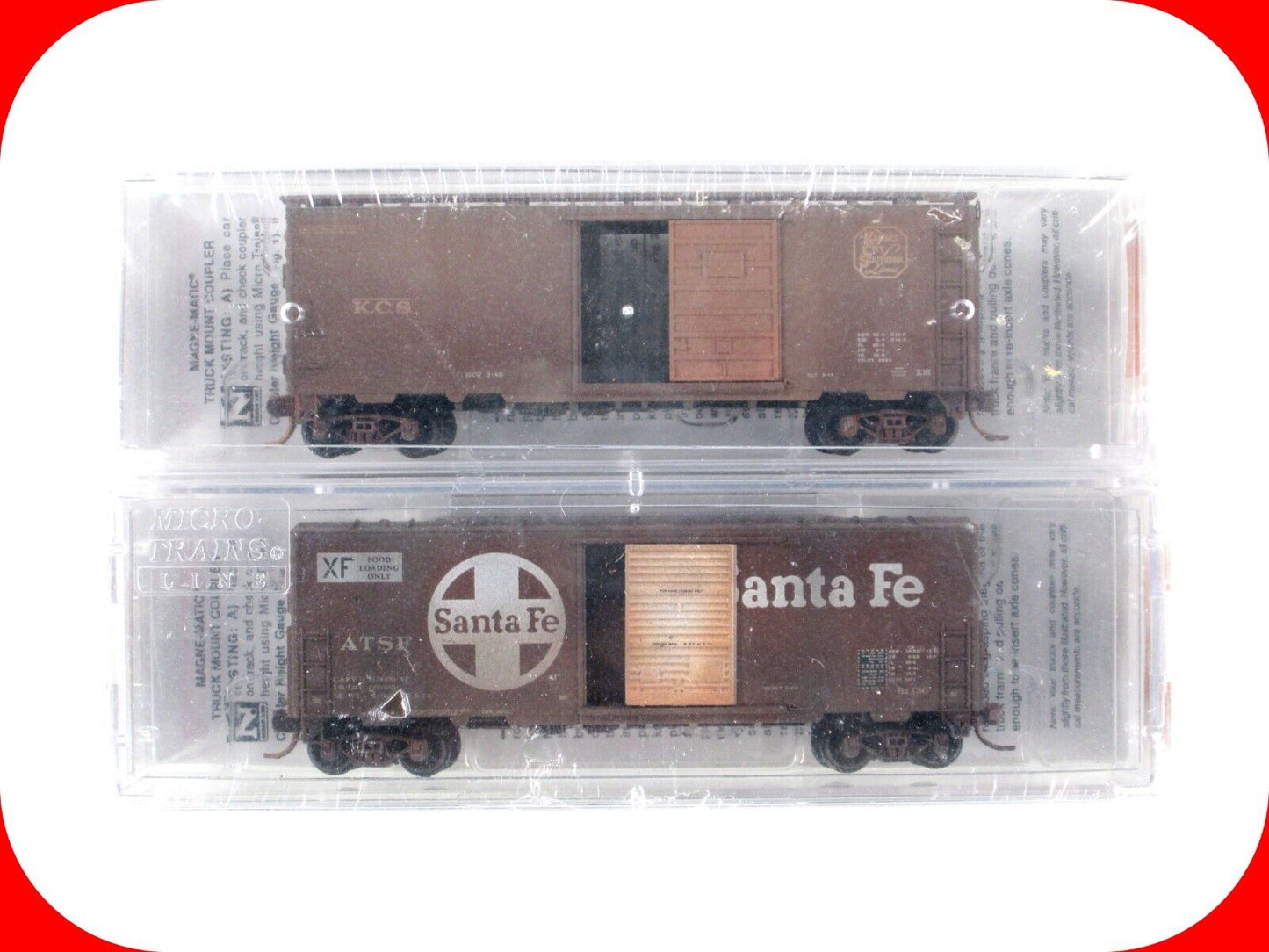 N Scale **KCS & ATSF** Weathered 40' Box Car 2-Pack -- Micro Trains 02044966