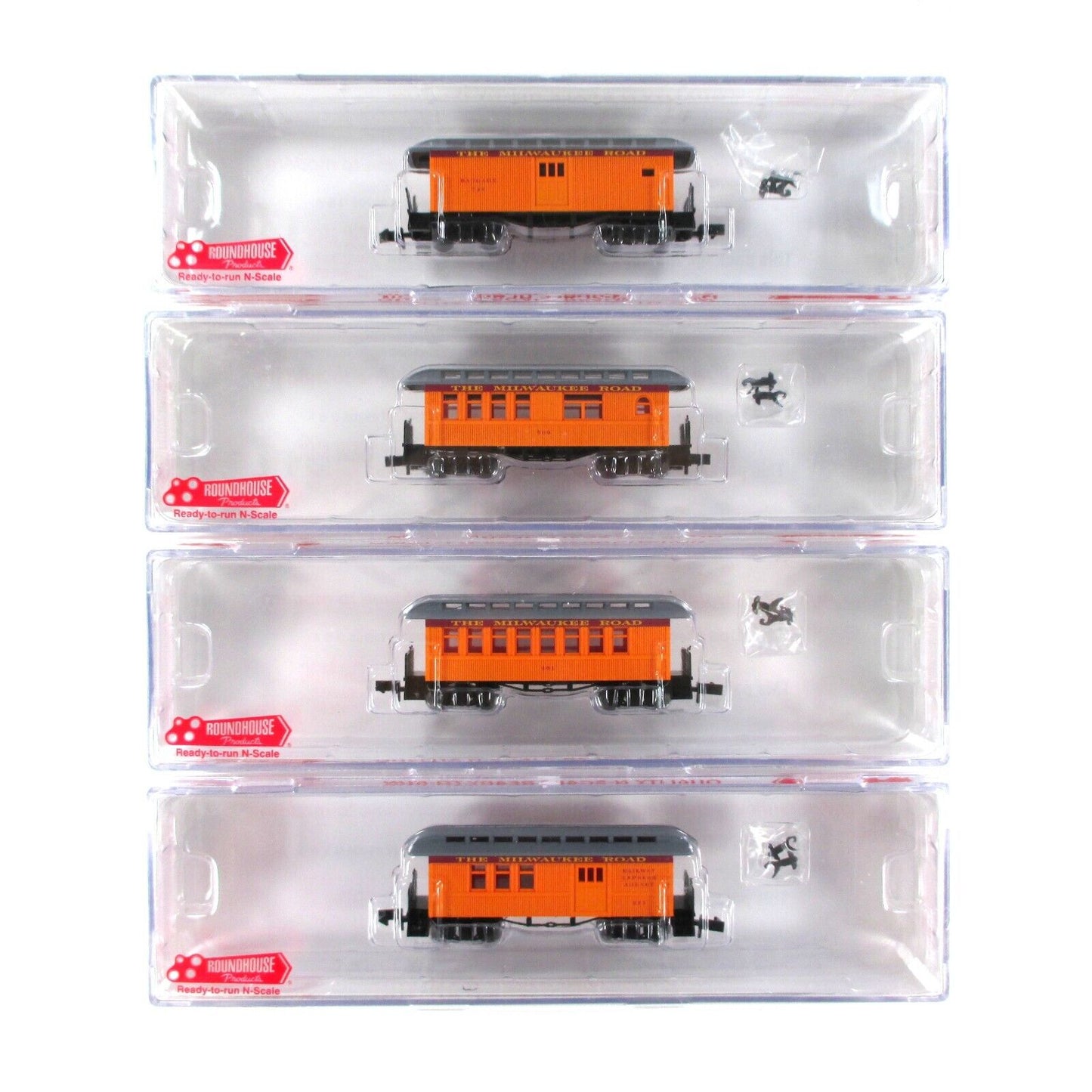 N Scale ***MILWAUKEE ROAD*** OVERTON Old-Time Passenger 4-Set - Roundhouse 89429