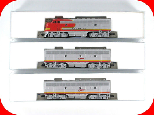 N Scale ***SANTA FE*** EMD F7 Warbonnet ABB Locomotive Set --- Kato 176-211, 221
