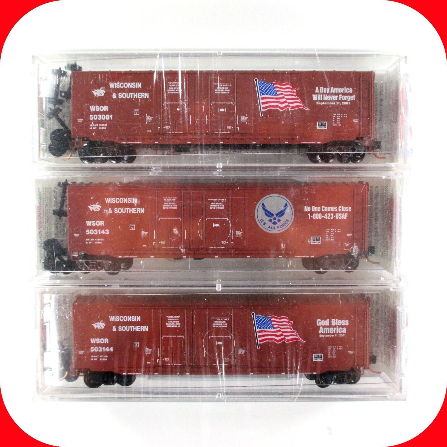 N Scale **WISCONSIN SOUTHERN** 9-11 Memorial Box Car 3-Pack - Micro Trains 75102