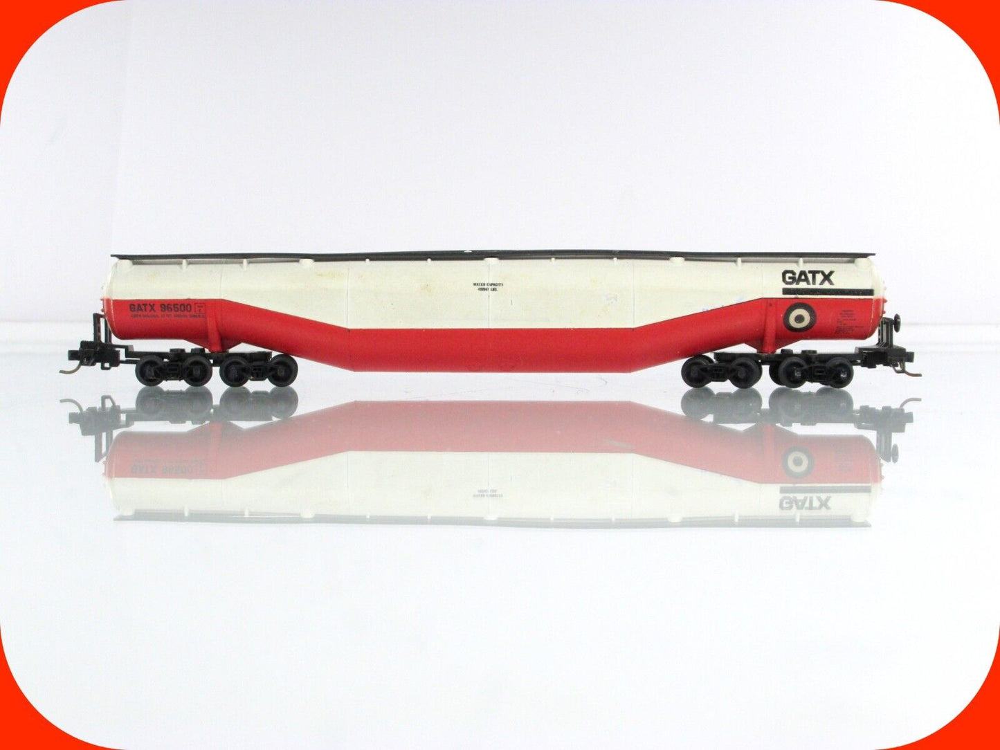 N Scale ***GATX*** 94' Jumbo Whale Belly Tank, GATX 96500, Atlas 3114, MTL Cplrs