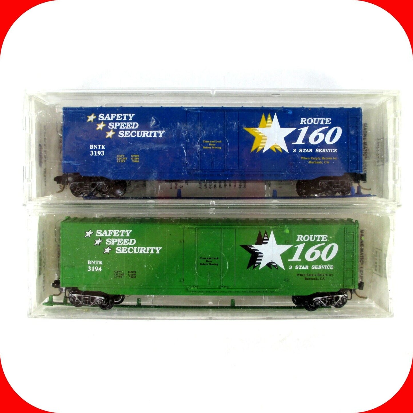 N Scale ***ROUTE 160** 50' Box Car 2-Pack, BNTK 3193,3194 - Micro Trains Special