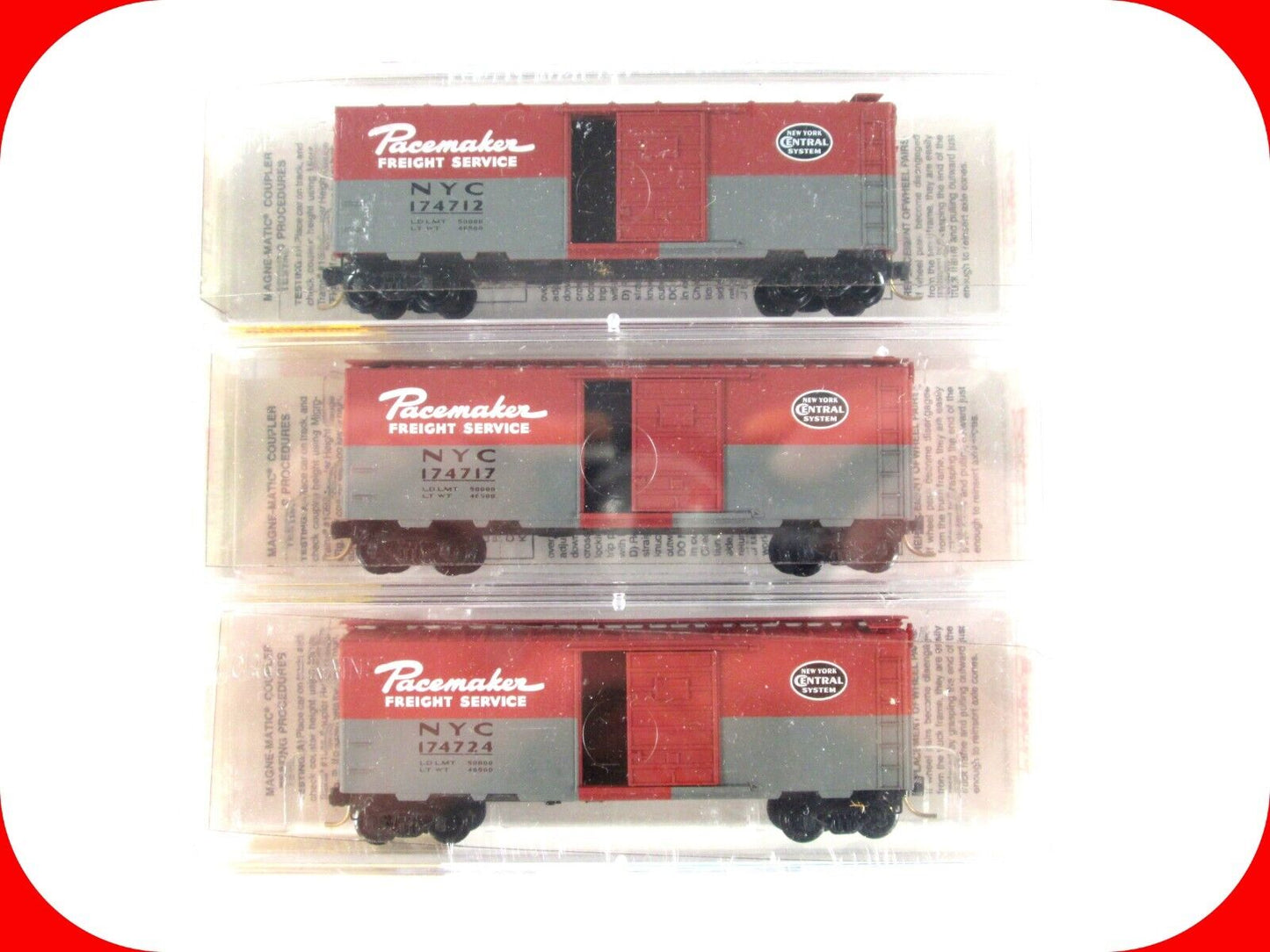 N Scale ***NEW YORK CENTRAL PACEMAKER*** 40' Box Car 3-Pack - Micro Trains 20242