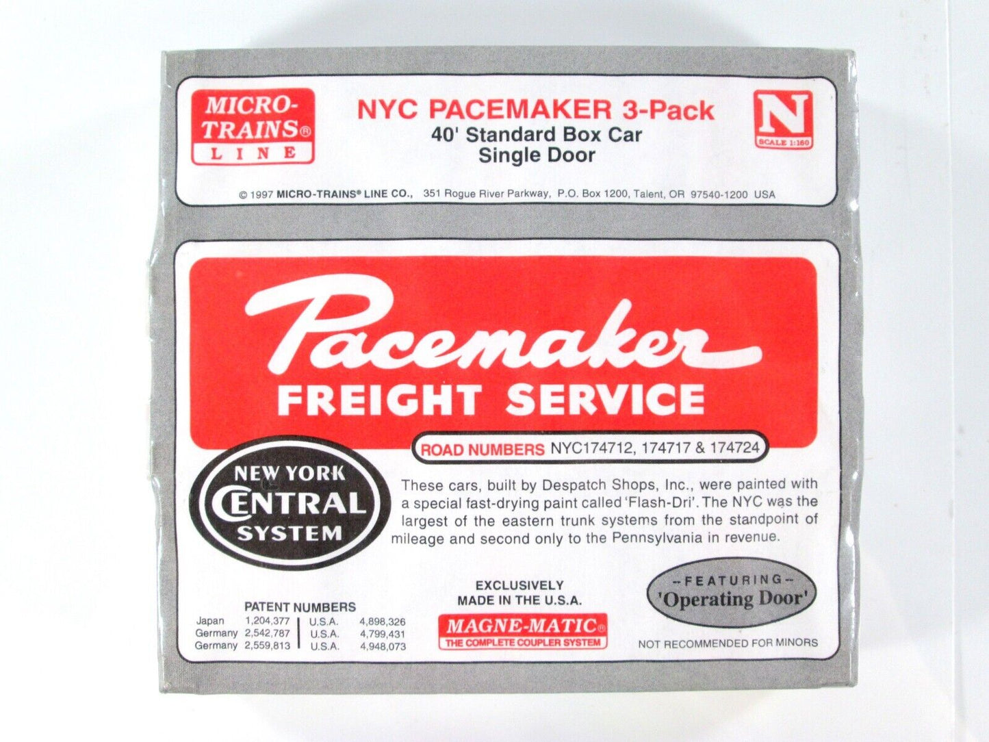 N Scale ***NEW YORK CENTRAL PACEMAKER*** 40' Box Car 3-Pack - Micro Trains 20242