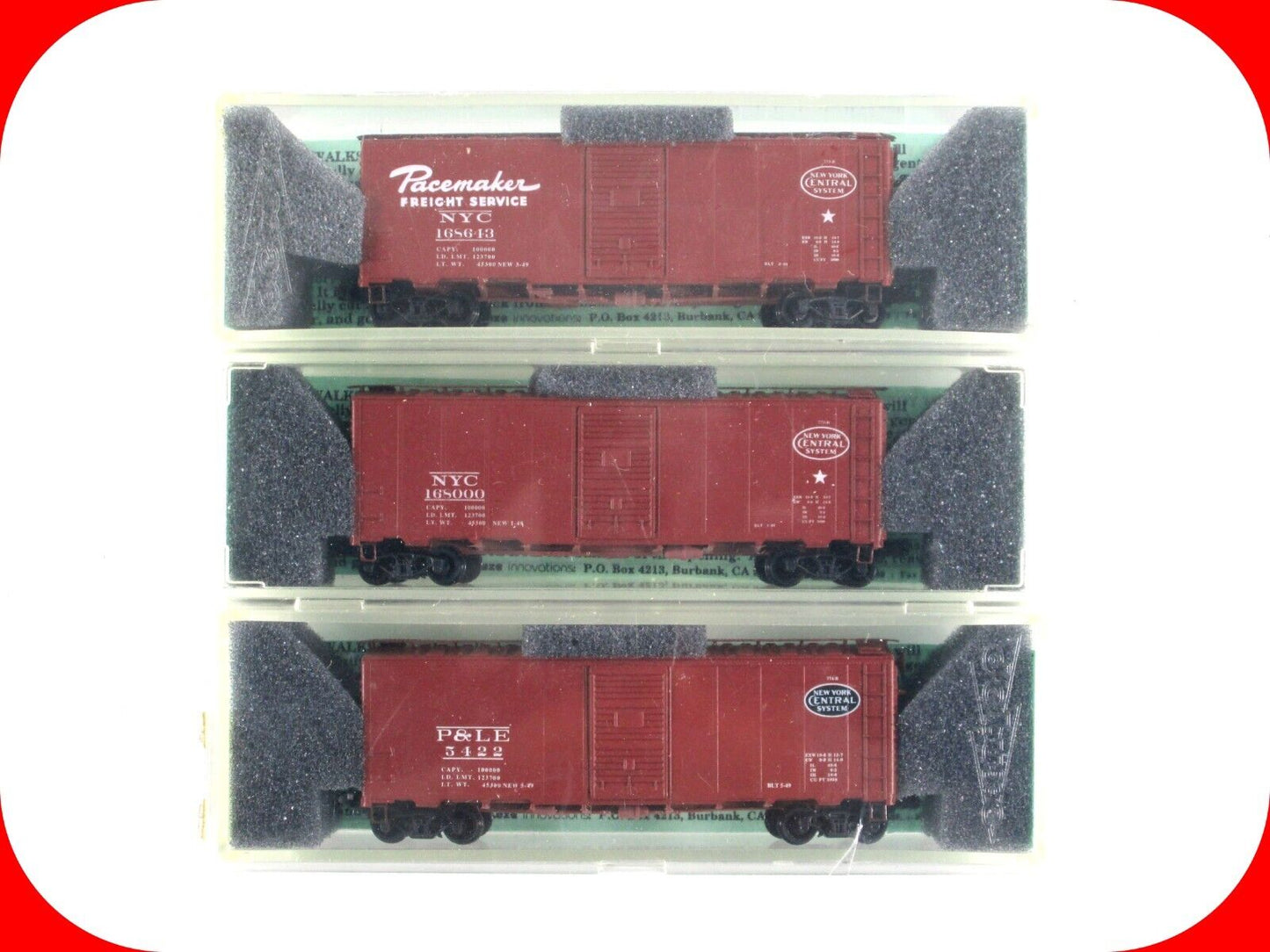 N Scale ***NEW YORK CENTRAL*** 40' Box Car 3-Pack - Deluxe Innovations 14020