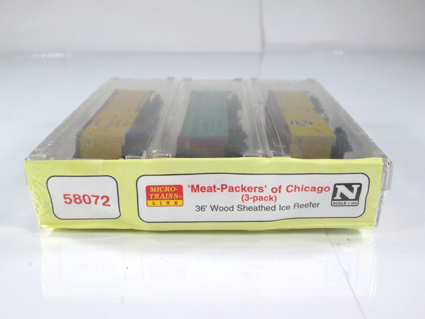 N Scale **MEAT PACKERS of CHICAGO** 36' Wood Reefer 3-Pack - Micro Trains 58072