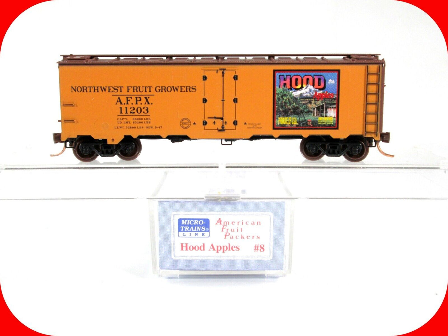 N Scale ***HOOD APPLES*** Reefer #08, AFPX #11203 --- Micro Trains, Lowell Smith