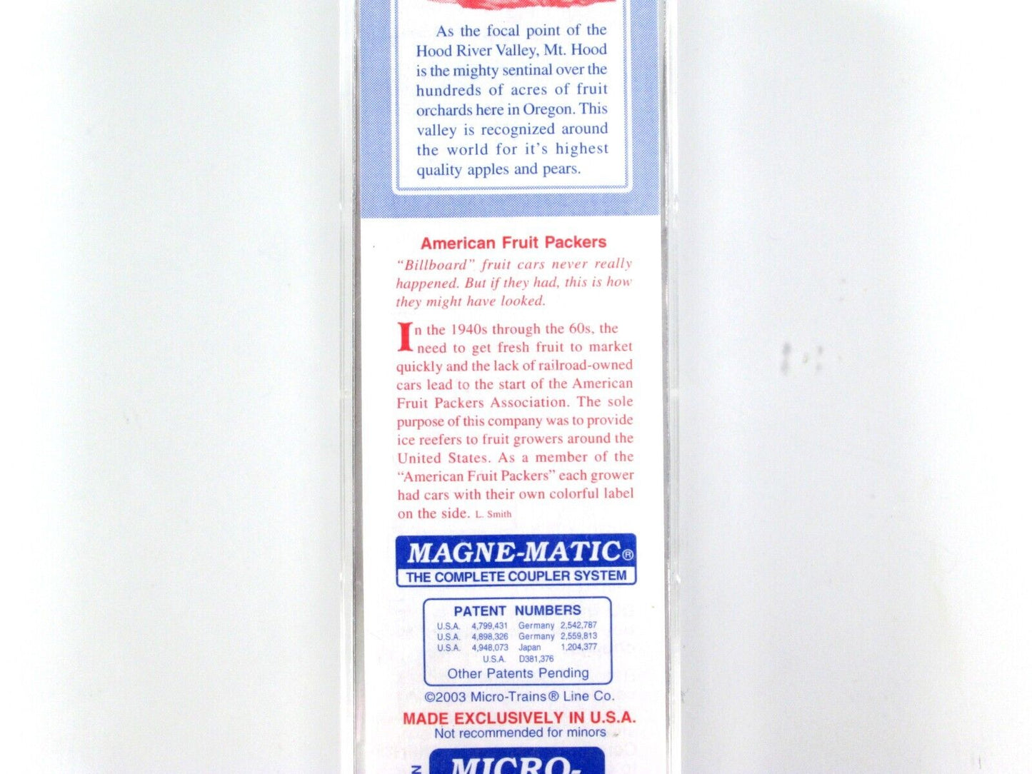 N Scale ***HOOD APPLES*** Reefer #08, AFPX #11203 --- Micro Trains, Lowell Smith