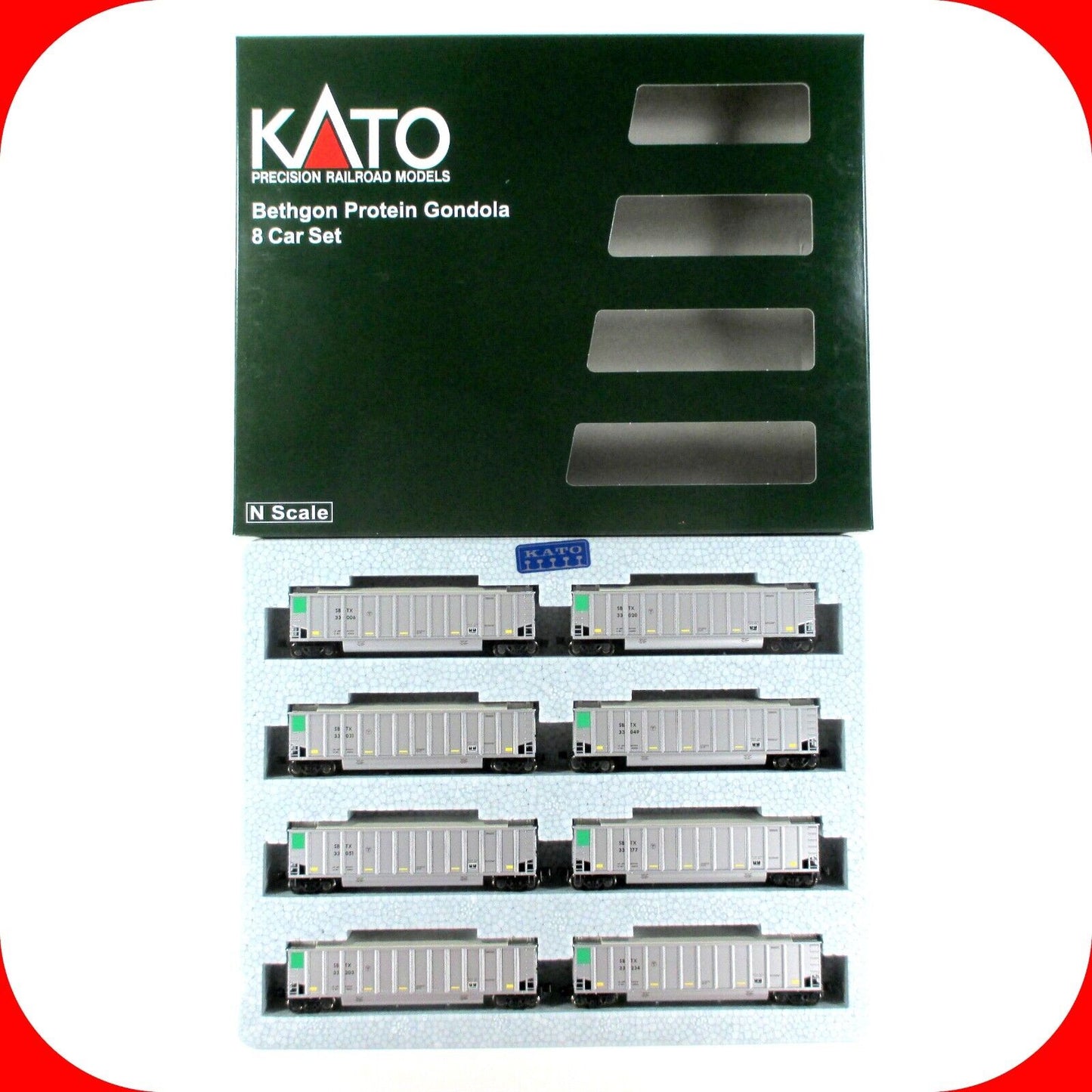 N Scale ***BETHGON PROTEIN GONDOLA*** ***SBTX*** 8-Car Set #1 ---- Kato 106-4652