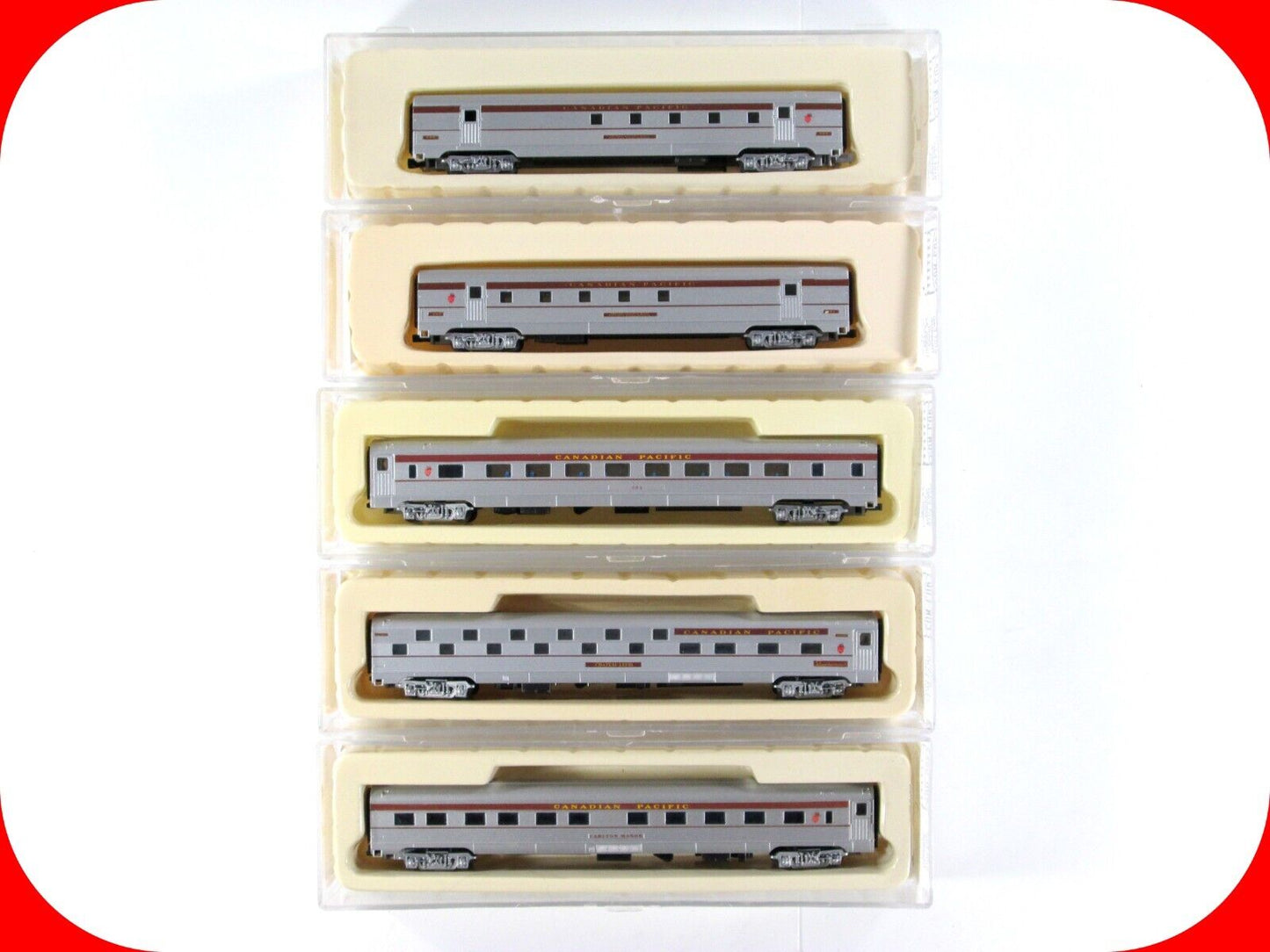 N Scale CANADIAN PACIFIC Lightweight Passenger 5-Car Set - Con-Cor, Knuckle Cplr