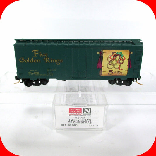 N Scale **FIVE GOLDEN RINGS** 12 Days Christmas Box Car -  Micro Trains 02100505