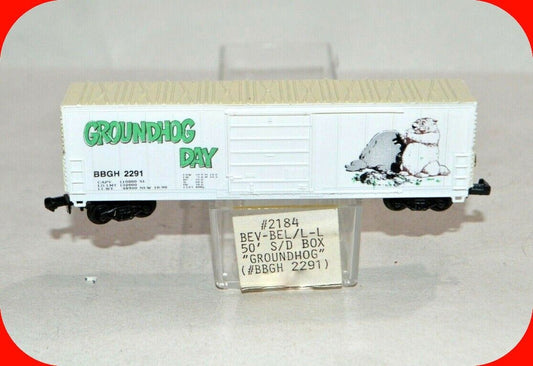 N Scale ***GROUNDHOG DAY*** 50' Box Car BBGH 2291 - Bev-Bel 2184 ***VERY RARE***