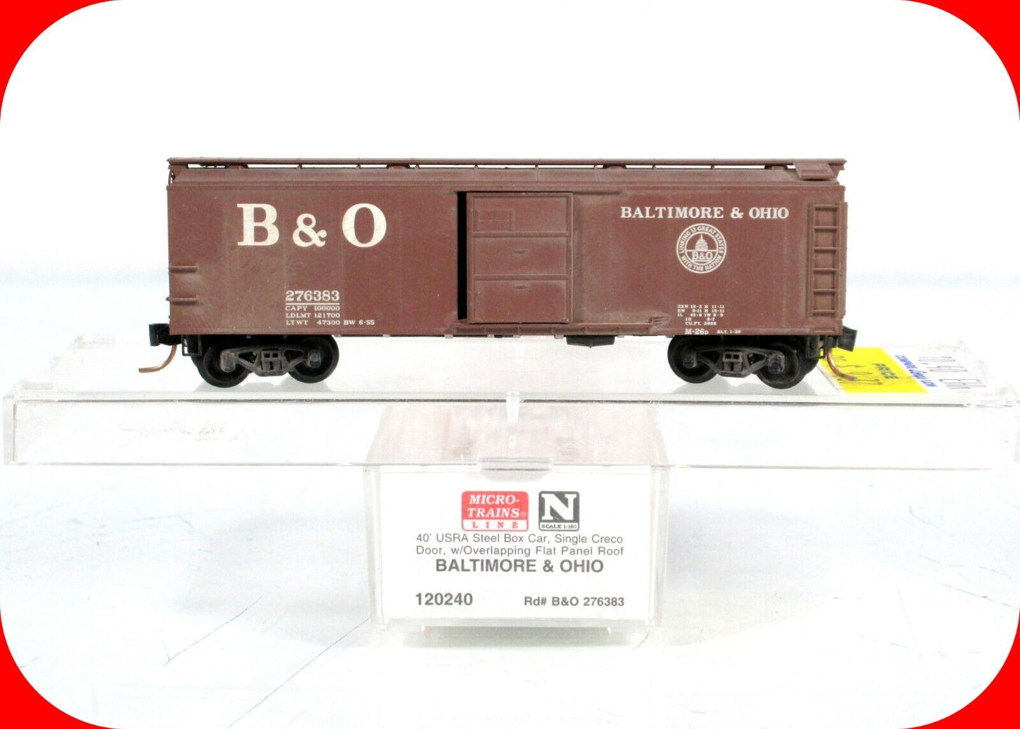 N Scale **BALTIMORE & OHIO** Weathered 40' Box Car #276383 - Micro Trains 120240