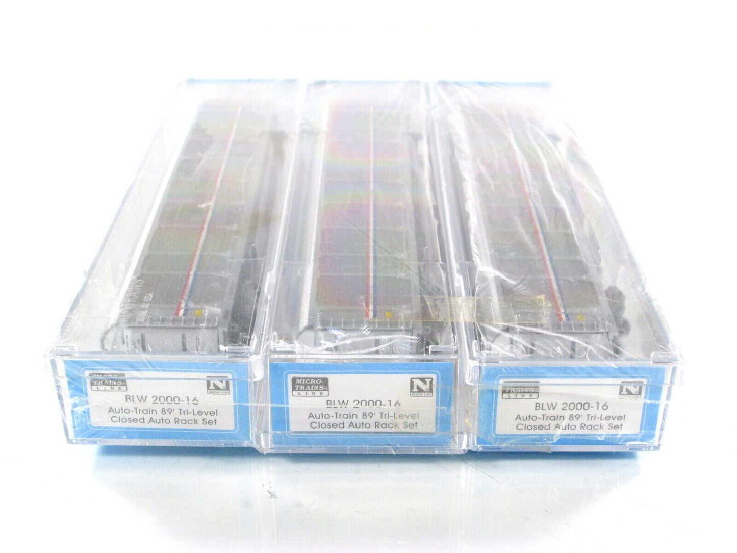 N Scale **AUTO TRAIN** Tri-Level Auto Rack Set - Micro Trains, BLW-2000-16 *RARE