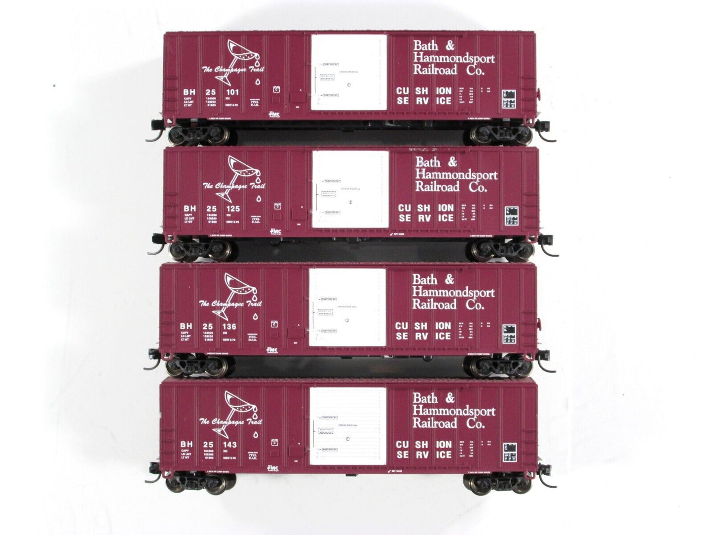 N Scale **BATH & HAMMONDSPORT** 50' Box Car 4-Pack Set - Fox Valley 8006 **RARE*