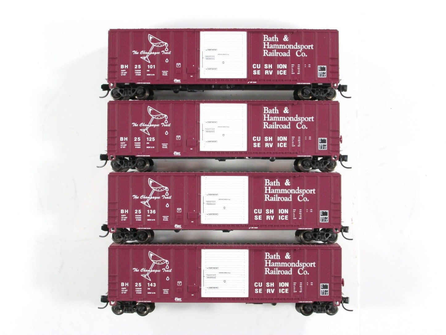 N Scale **BATH & HAMMONDSPORT** 50' Box Car 4-Pack Set - Fox Valley 8006 **RARE*