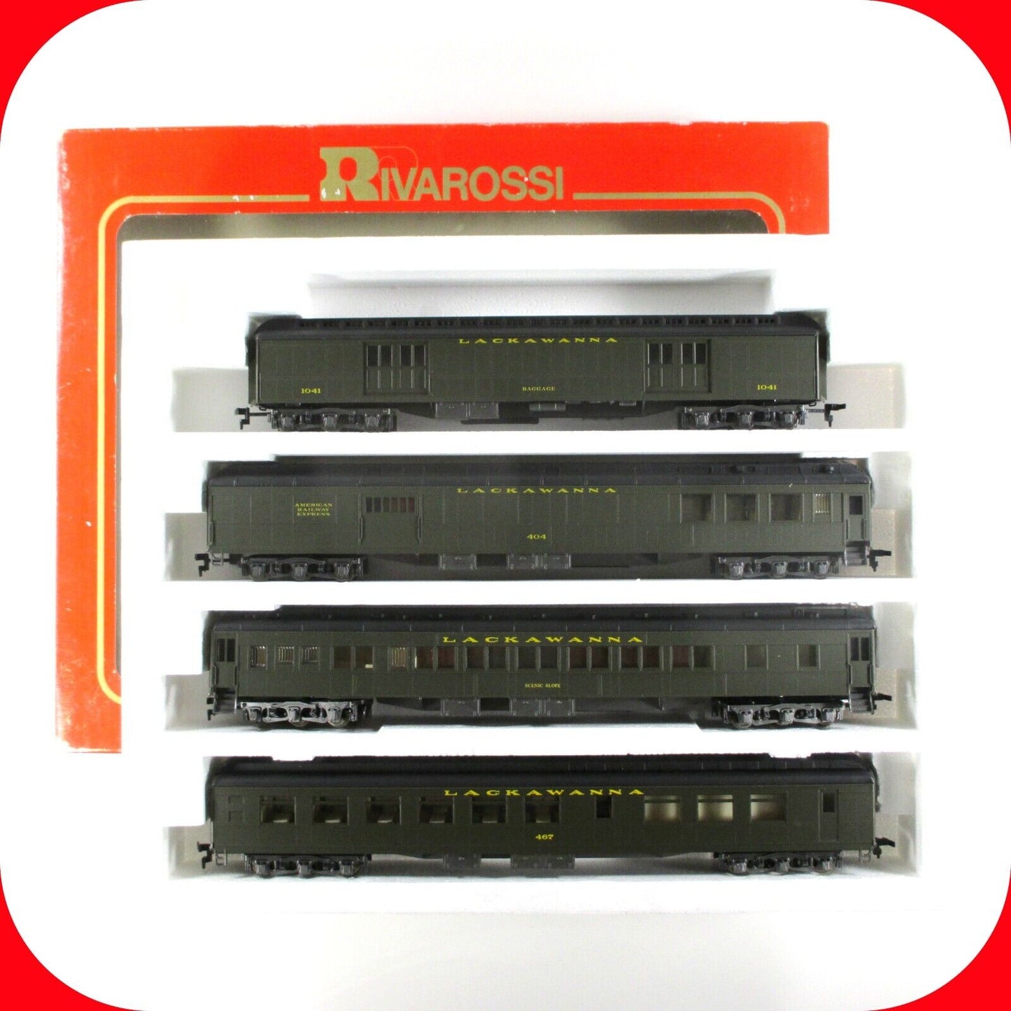 HO Scale ***LACKAWANNA*** 1920s Heavyweight Passenger Car Set A - Rivarossi 6930