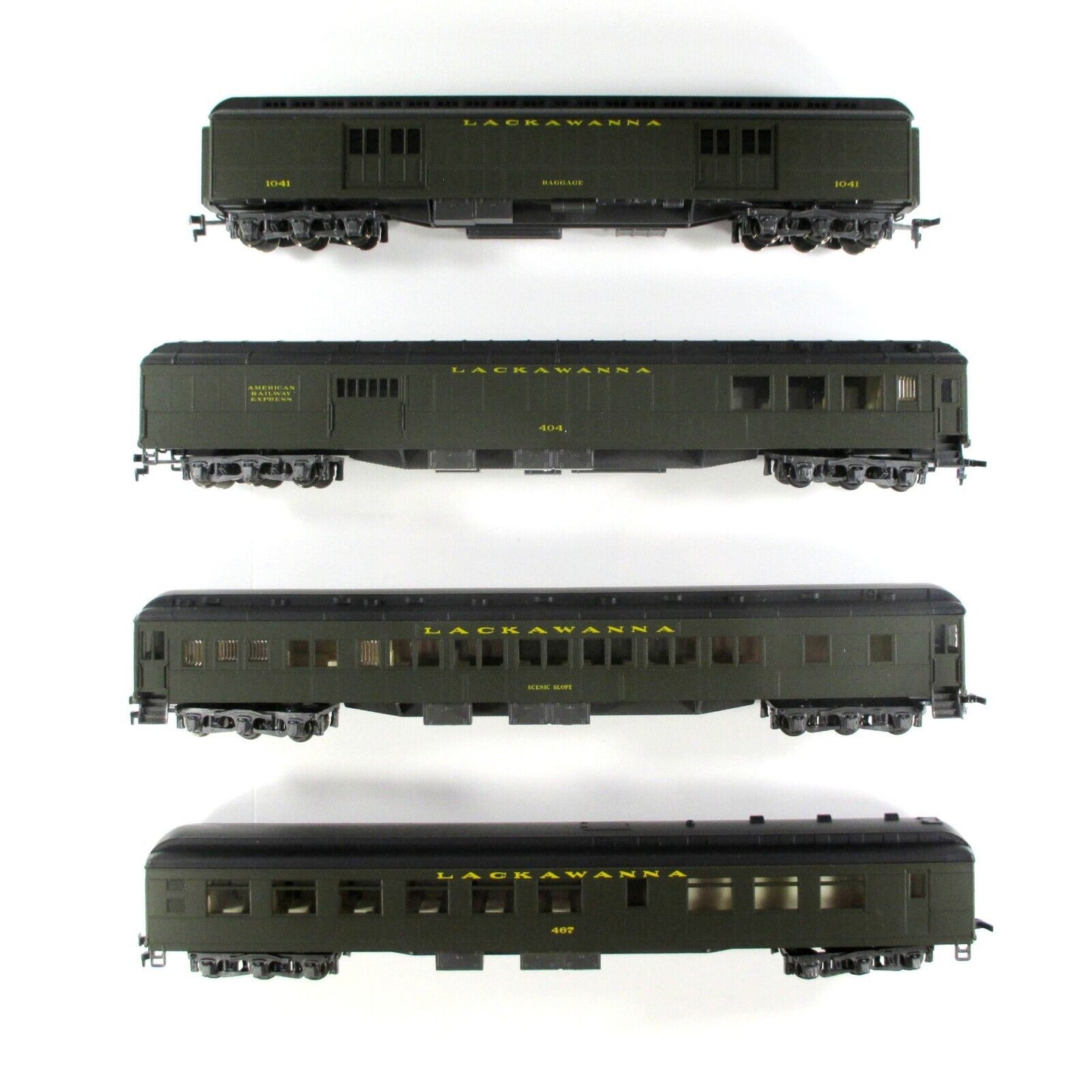 HO Scale ***LACKAWANNA*** 1920s Heavyweight Passenger Car Set A - Rivarossi 6930