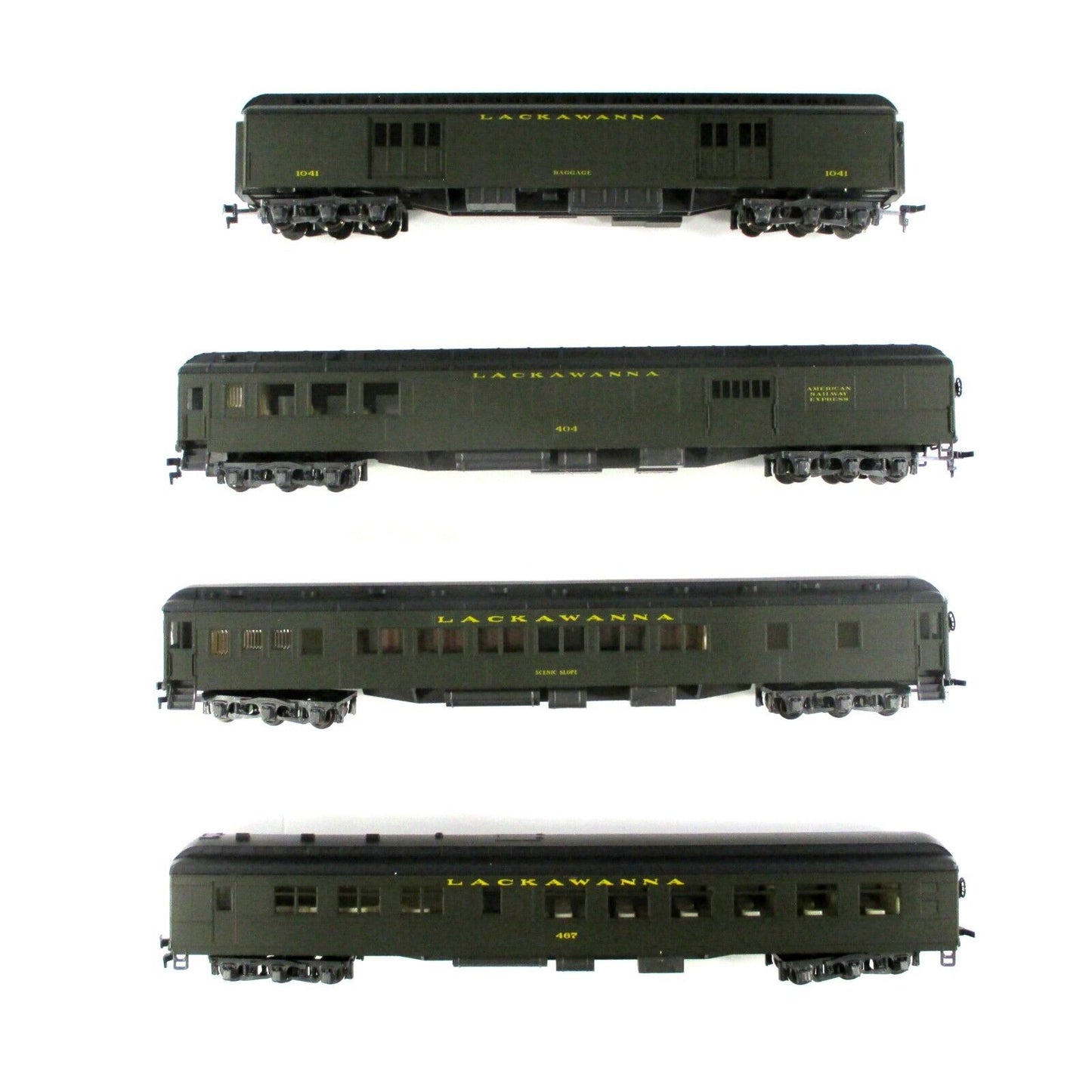 HO Scale ***LACKAWANNA*** 1920s Heavyweight Passenger Car Set A - Rivarossi 6930