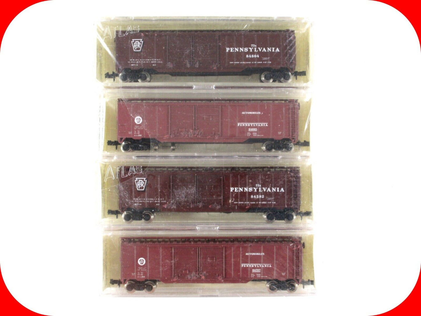 N Scale ***PENNSYLVANIA*** Box Car 4-Pack - Atlas, AK-SAR-BEN Special Run **RARE