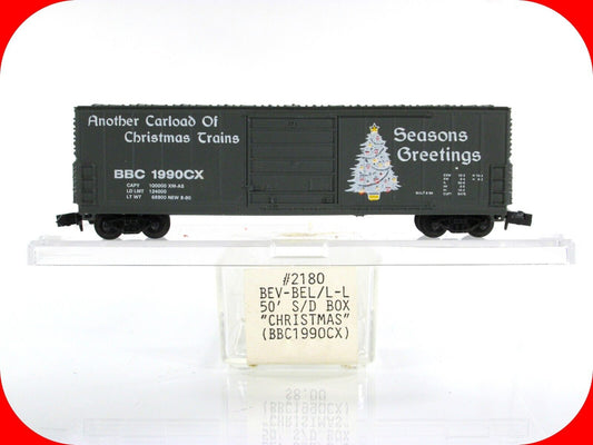 N Scale ***SEASON'S GREETINGS*** CHRISTMAS Box Car, 1990 ---- Bev-Bel 2180 *RARE