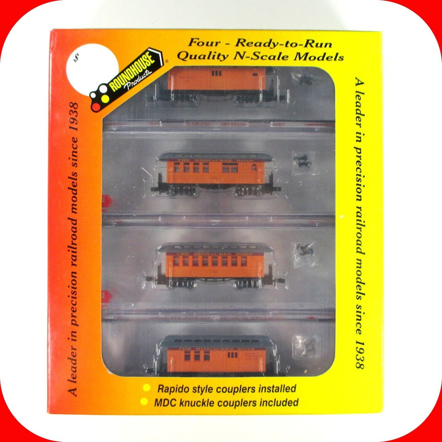 N Scale *MILWAUKEE ROAD* Overton Old-Time Passenger 4-Car Set - Roundhouse 89429