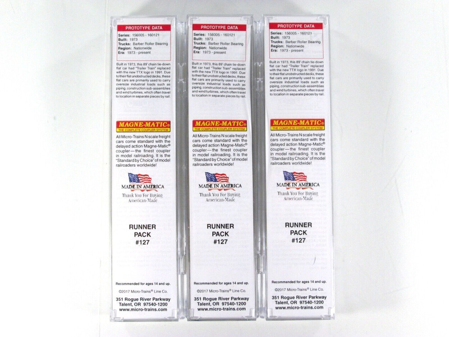 N Scale ***TTX*** 89' Flat Car 3-Pack Set - Micro Trains 99300127