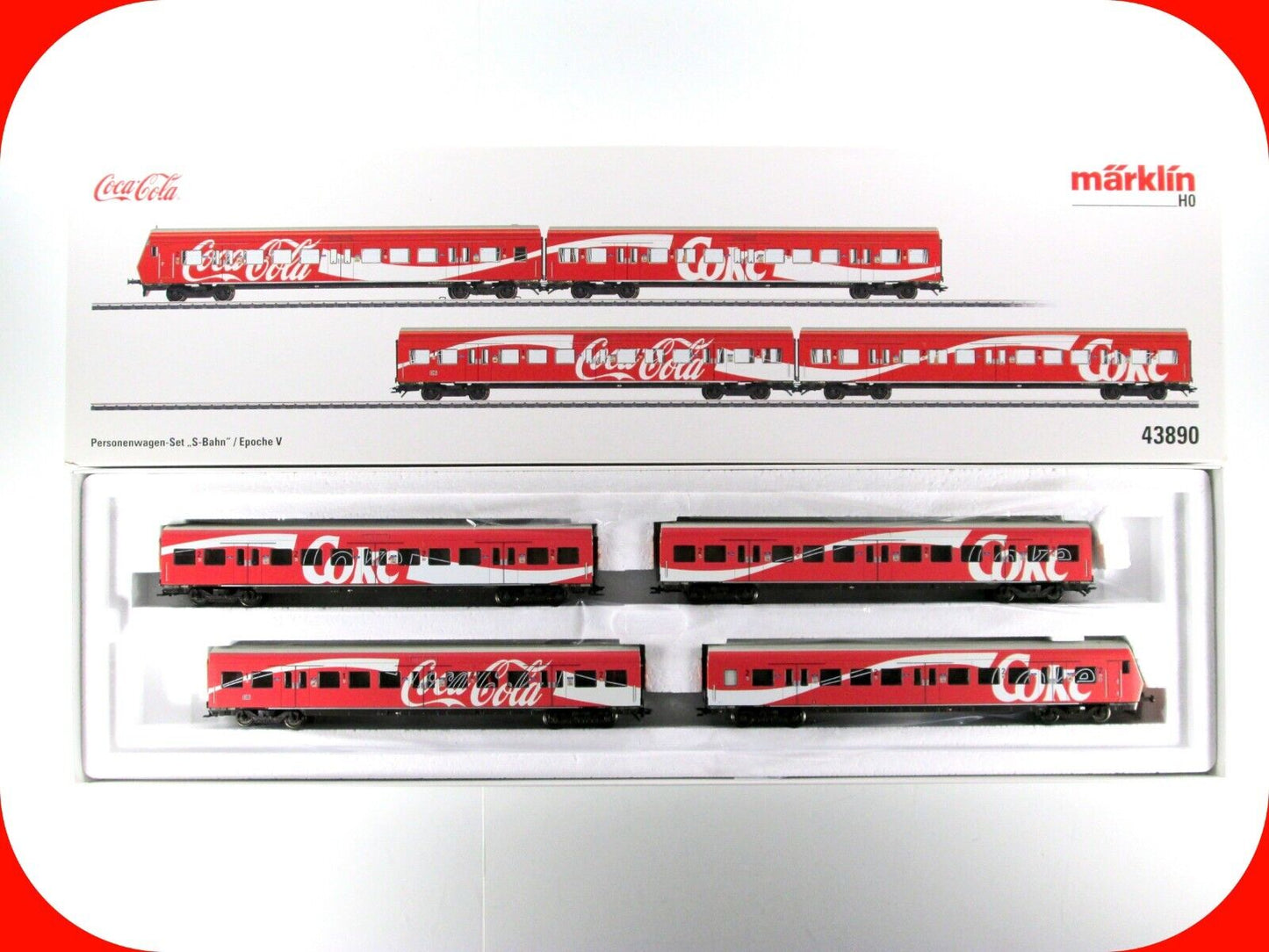 HO Scale ***COCA-COLA / COKE*** German S-Bahn Passenger 4-Pack --- Marklin 43890