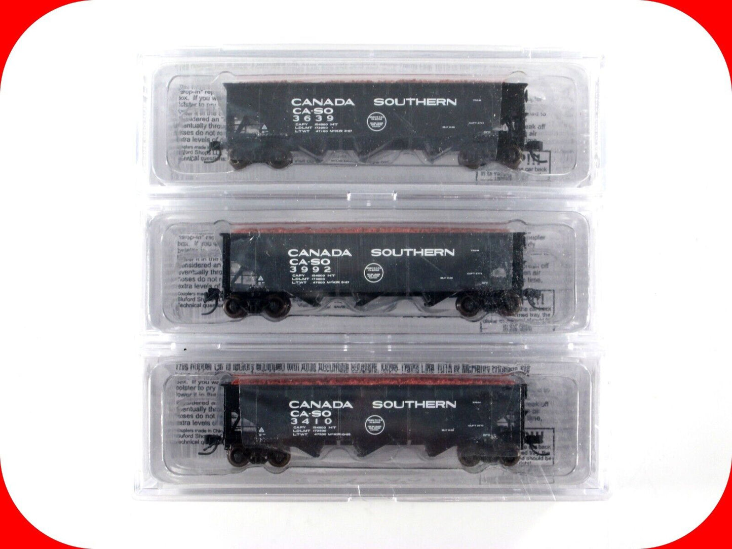 N Scale **CANADA SOUTHERN** Ore Hopper 3-Pack Set w/ Loads - Bluford 73013 *RARE