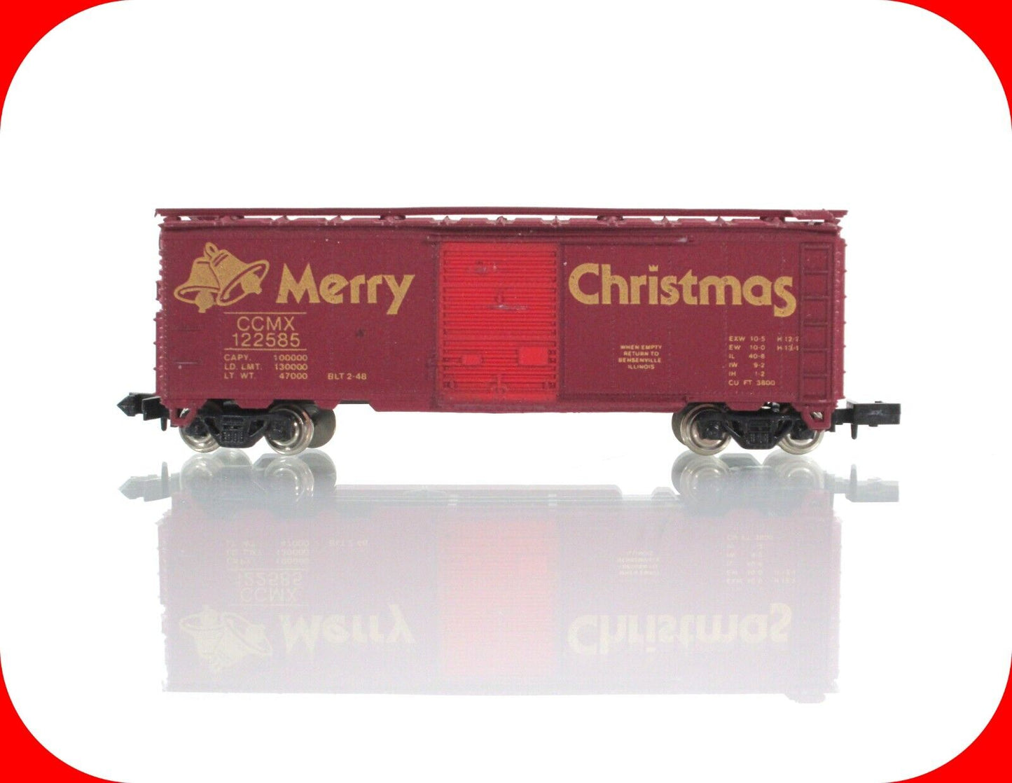 N Scale MERRY CHRISTMAS 40' Single Door Steel Box Car #1985  Con-Cor 0001-008502