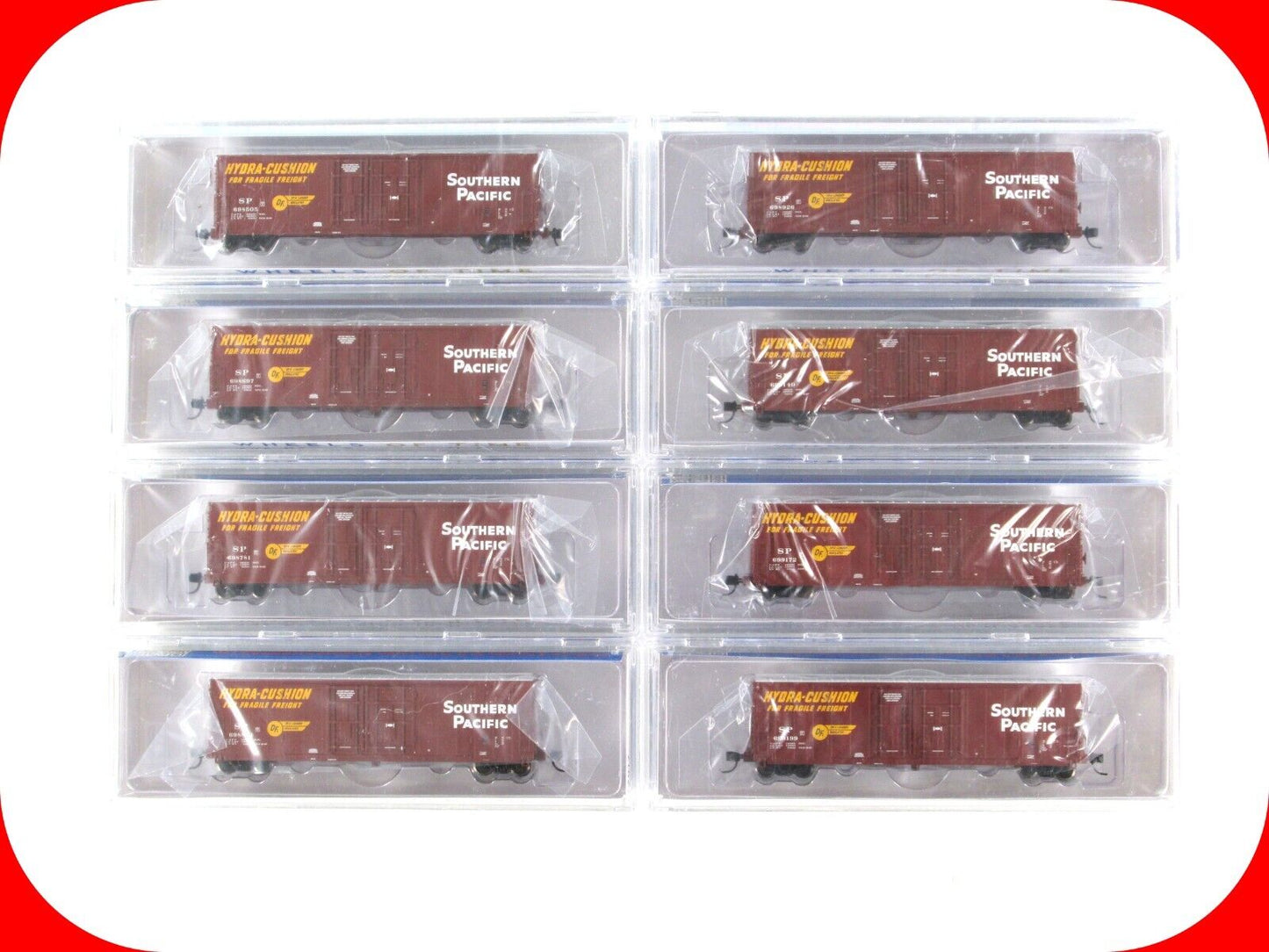 N Scale *SOUTHERN PACIFIC* 50' Hydra-Cushion Box Car 8-Set, WHEELS of TIME *RARE