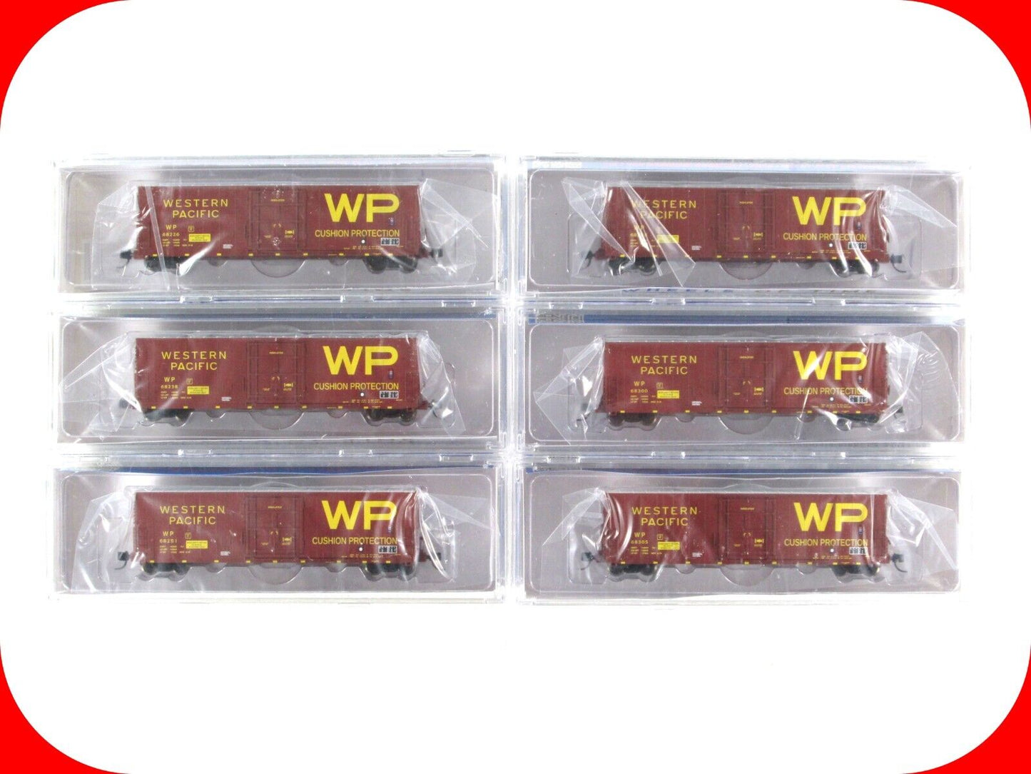 N Scale **WESTERN PACIFIC** 50' Cushion Box Car 6-Set - WHEELS of TIME **RARE*
