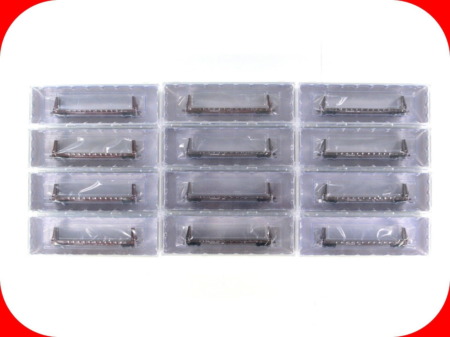 N Scale *SOUTHERN PACIFIC* Bulkhead Flat Car 12-Pack Set - WHEELS of TIME **RARE