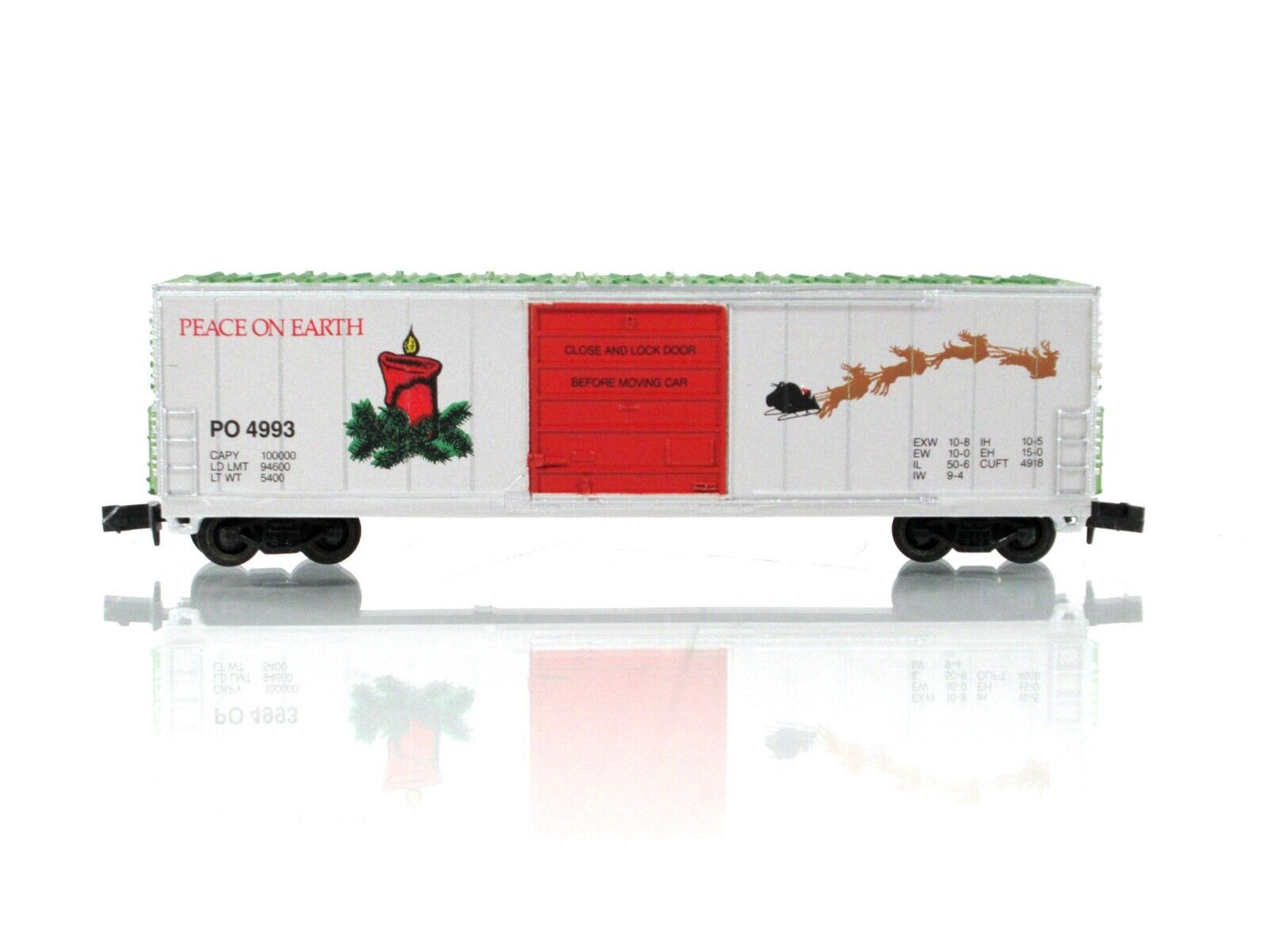 N Scale ***PEACE ON EARTH*** 50' CHRISTMAS Box Car - PO 4993 ----- Bev-Bel 10045