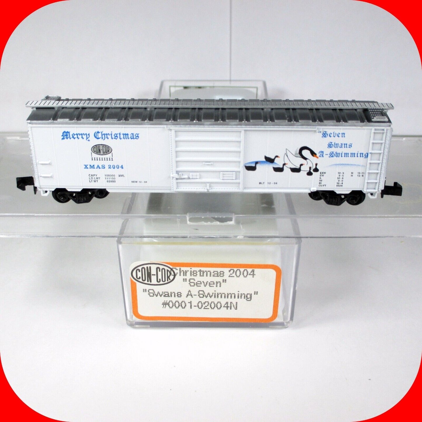 N Scale **SEVEN SWANS A SWIMMING** 12 Days of Christmas Box Car - Con-Cor 02004N