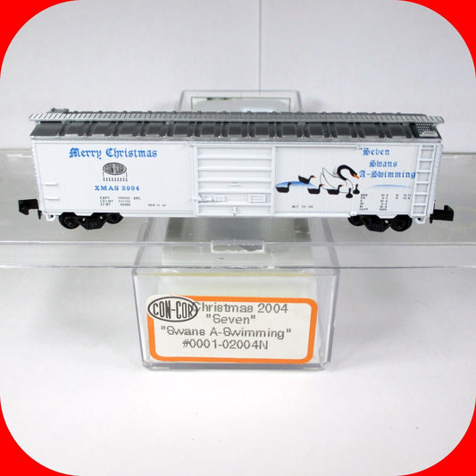 N Scale **SEVEN SWANS A SWIMMING** 12 Days of Christmas Box Car - Con-Cor 02004N