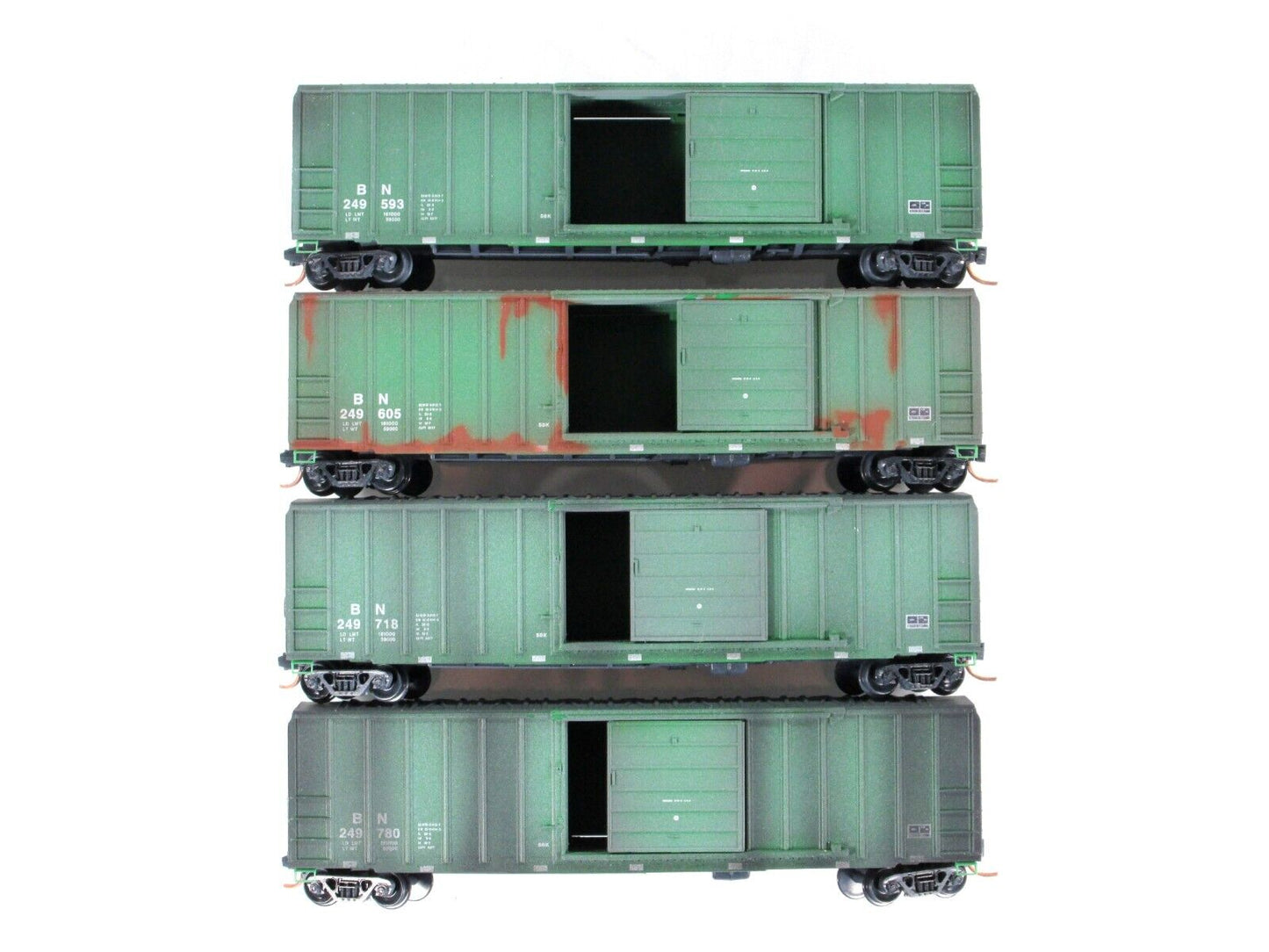 N Scale *BURLINGTON NORTHERN* Weathered Graffiti Box Cars -Micro Trains 99305090