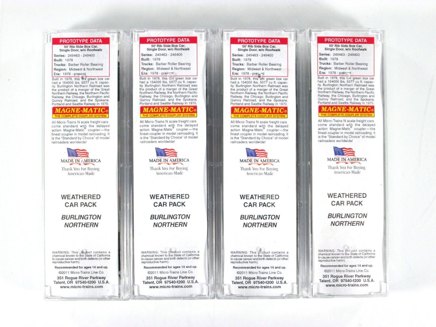N Scale *BURLINGTON NORTHERN* Weathered Graffiti Box Cars -Micro Trains 99305090