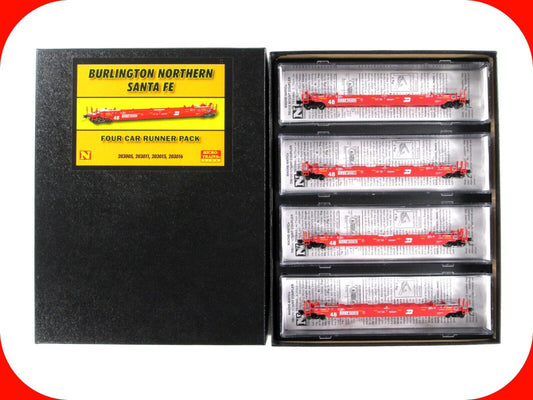 N Scale ***BNSF*** 70' Husky Stack Well Car 4-Pack ------- Micro Trains 99300164