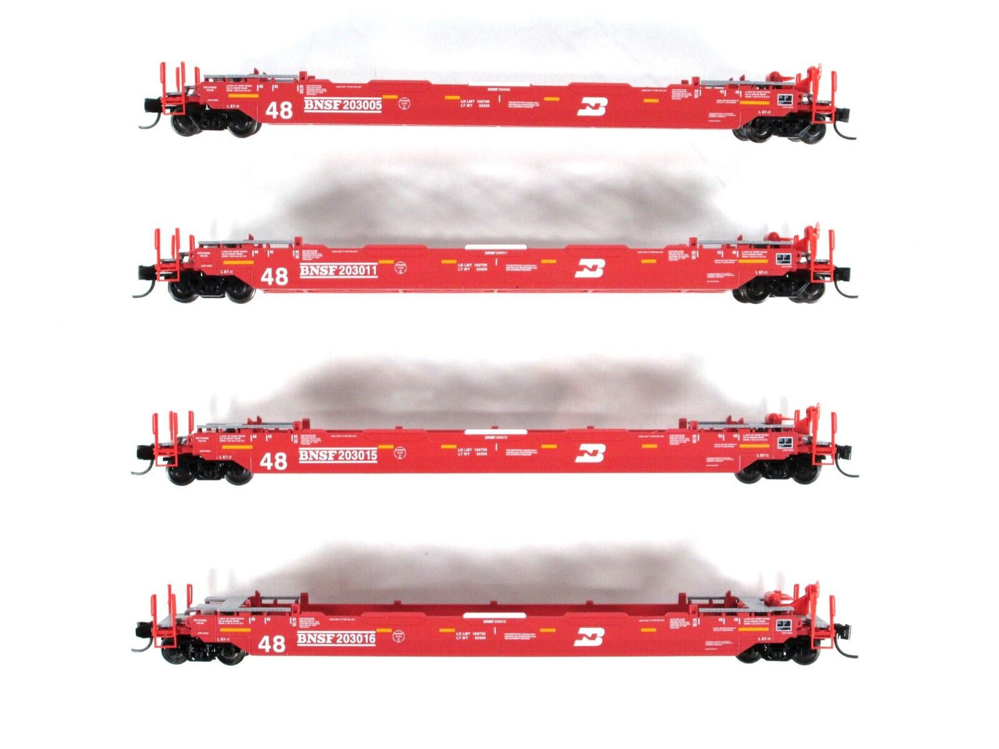 N Scale ***BNSF*** 70' Husky Stack Well Car 4-Pack ------- Micro Trains 99300164