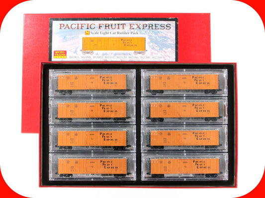 N Scale ***PACIFIC FRUIT EXPRESS*** Reefer 8-Pack Set ---- Micro Trains 99300802