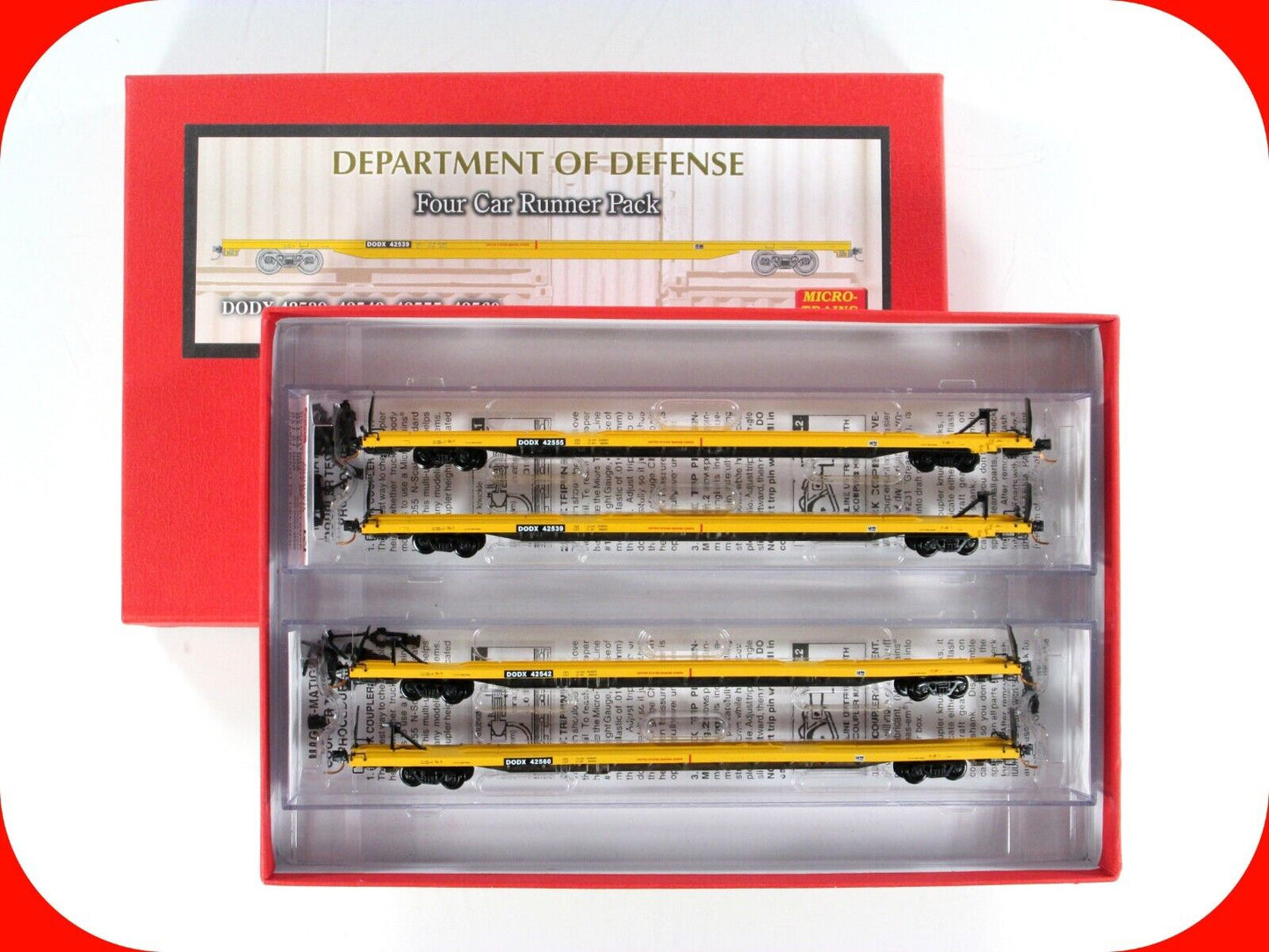 N Scale ***DEPARTMENT of DEFENSE*** 89' TOFC 4-Pack Set -- Micro Trains 99300013
